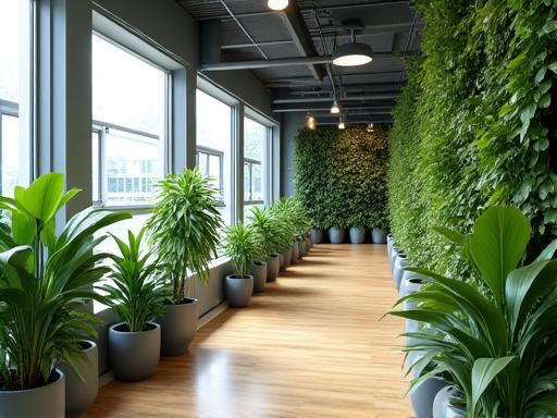 ペット同伴可能なオフィスの緑化デザイン