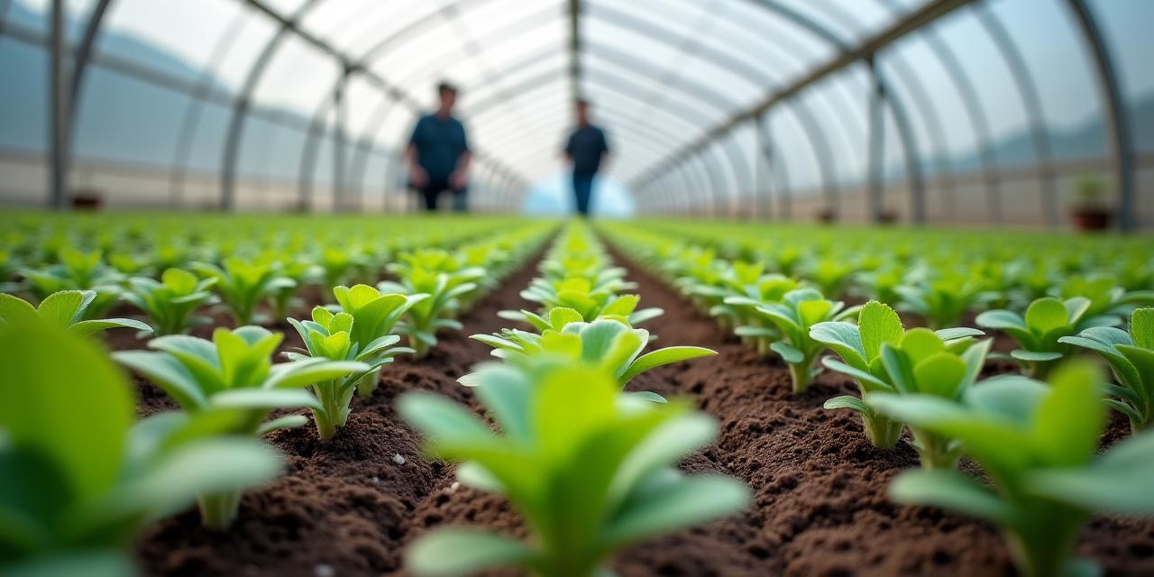 苗床で高山植物の苗を育てる様子