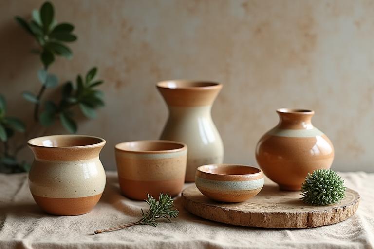 山をテーマにした手作りの陶器